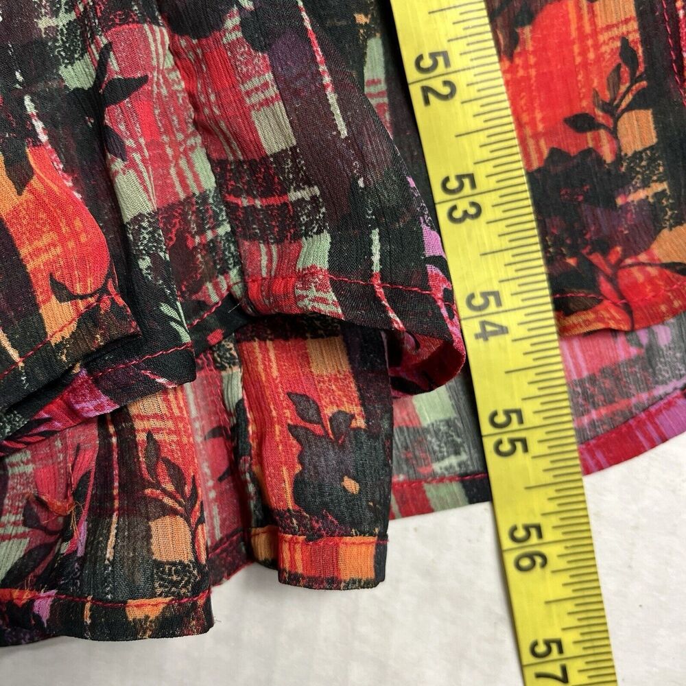 Free People Jerra Maxi Shirt Dress Plaid Punk Button Down Sheer Waist Tie MEDIUM - Picture 7 of 14